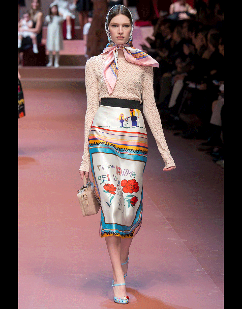 DOLCE & GABBANA-Silk Child's Drawing Skirt-WHITE