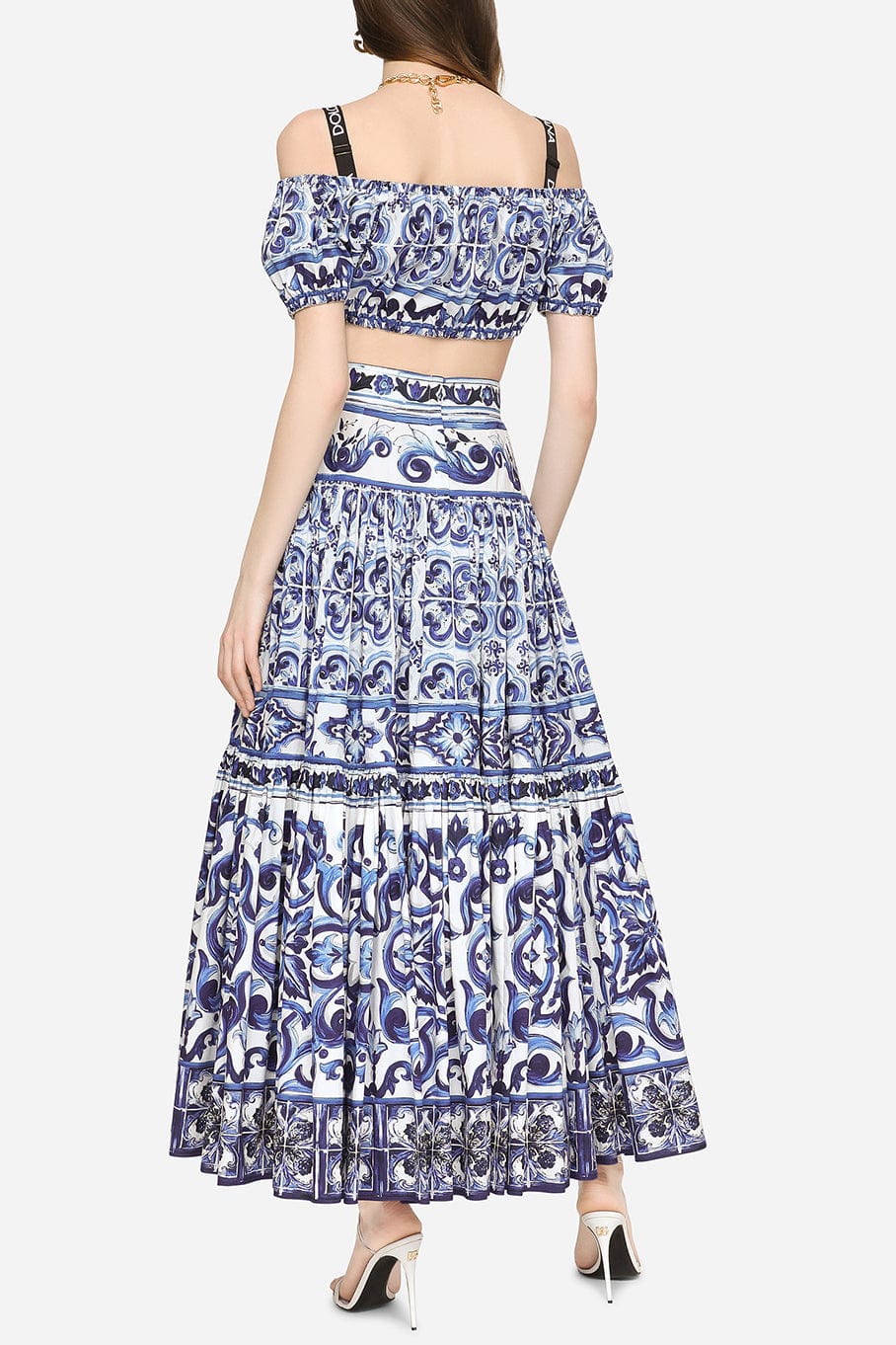 DOLCE & GABBANA-Printed Light Poplin Full Skirt-