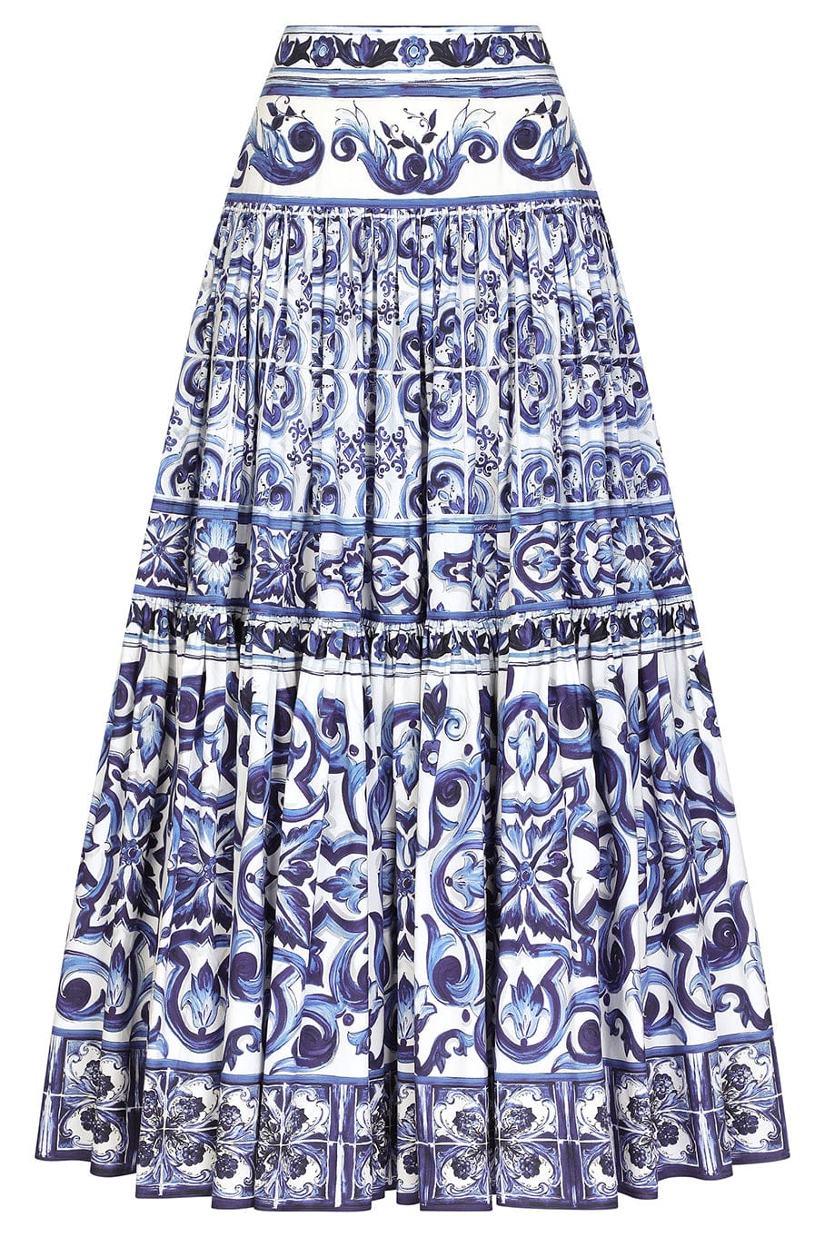 DOLCE & GABBANA-Printed Light Poplin Full Skirt-