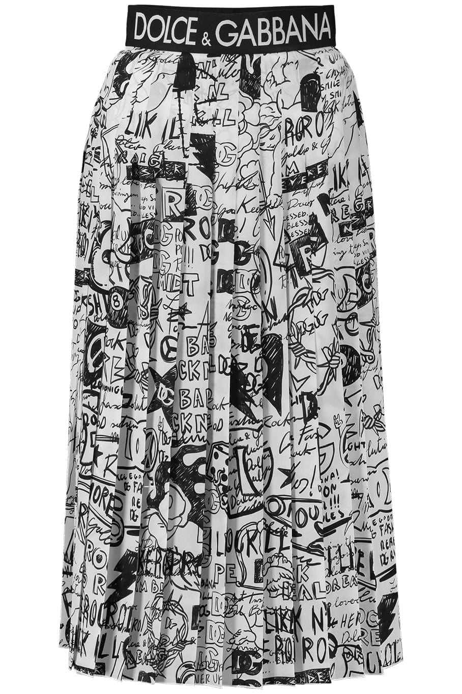 DOLCE & GABBANA-Printed Midi Pleated Skirt-