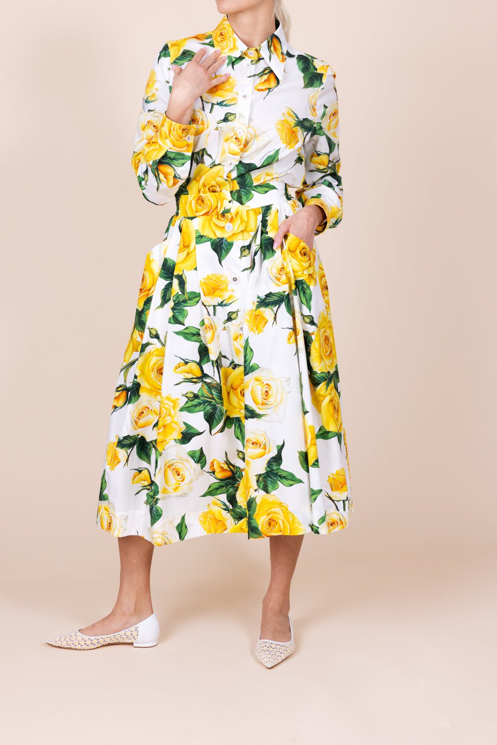DOLCE & GABBANA-Floral Midi Skirt-