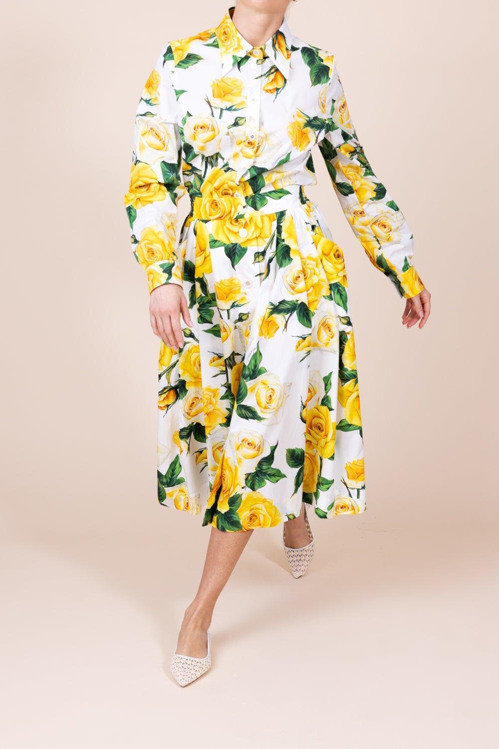 DOLCE & GABBANA-Floral Midi Skirt-