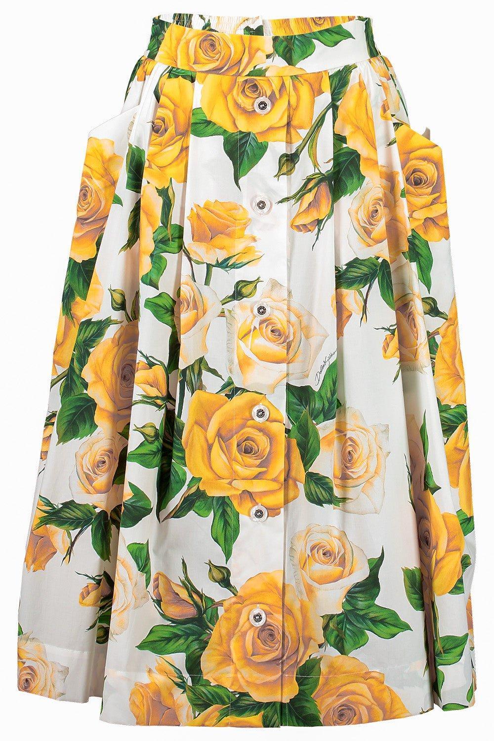 DOLCE & GABBANA-Floral Midi Skirt-