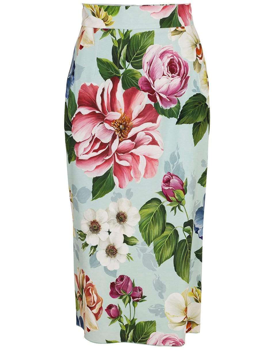 DOLCE & GABBANA-Floral Print Cady Pencil Skirt-