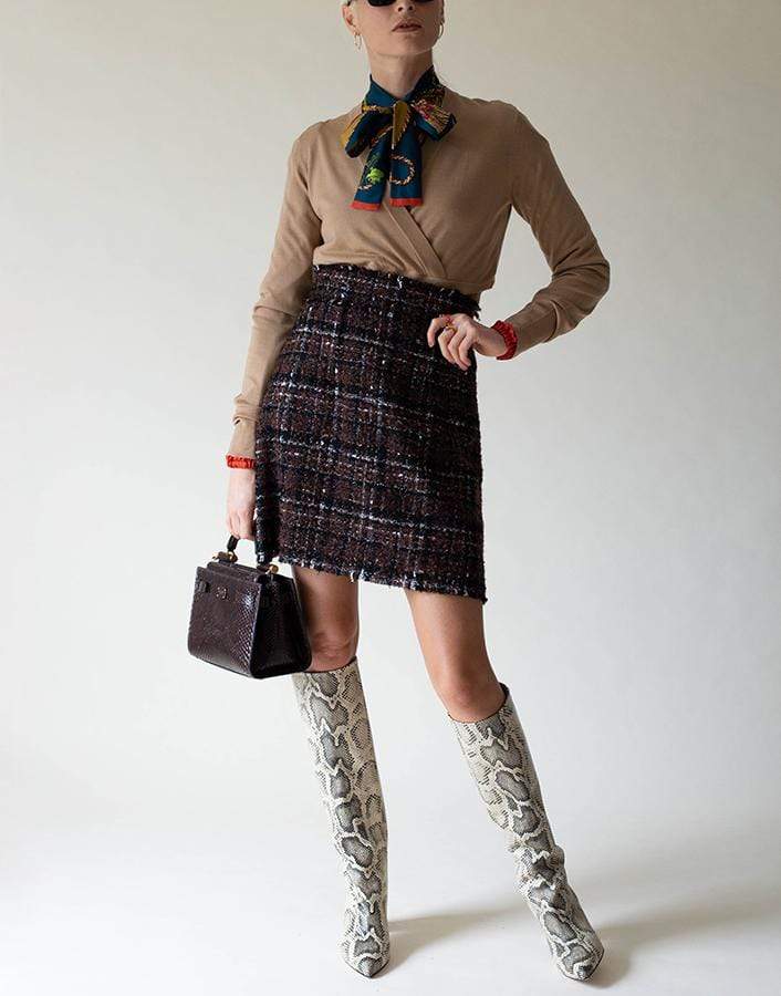 DOLCE & GABBANA-A-Line Tweed Skirt-