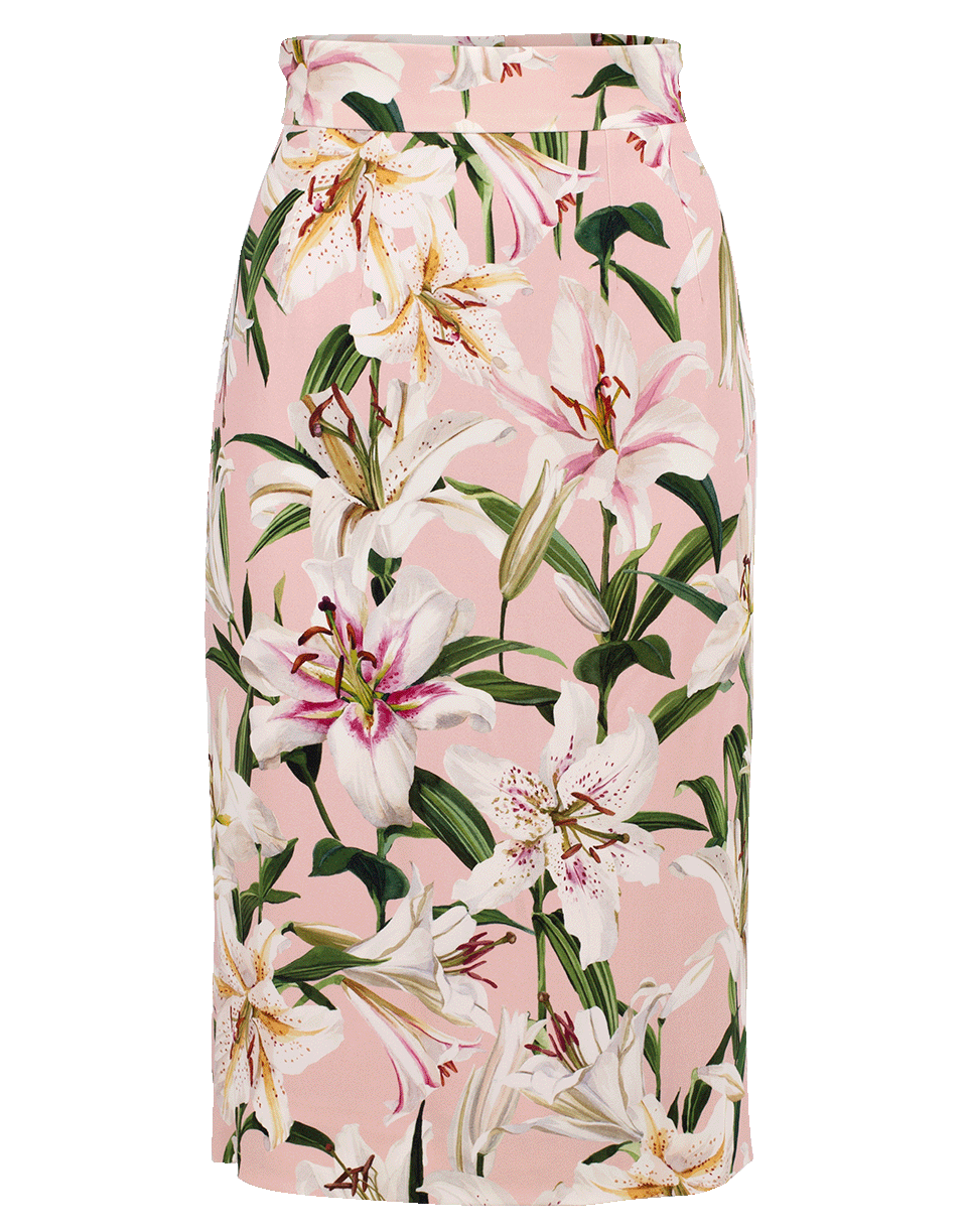 DOLCE & GABBANA-Lily Print Slim Skirt-