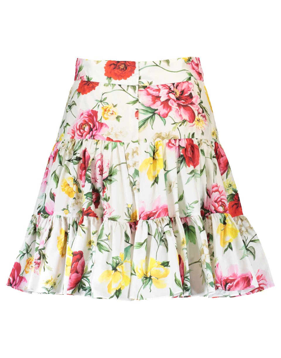 DOLCE & GABBANA-Floral Popline Skirt-WHITE