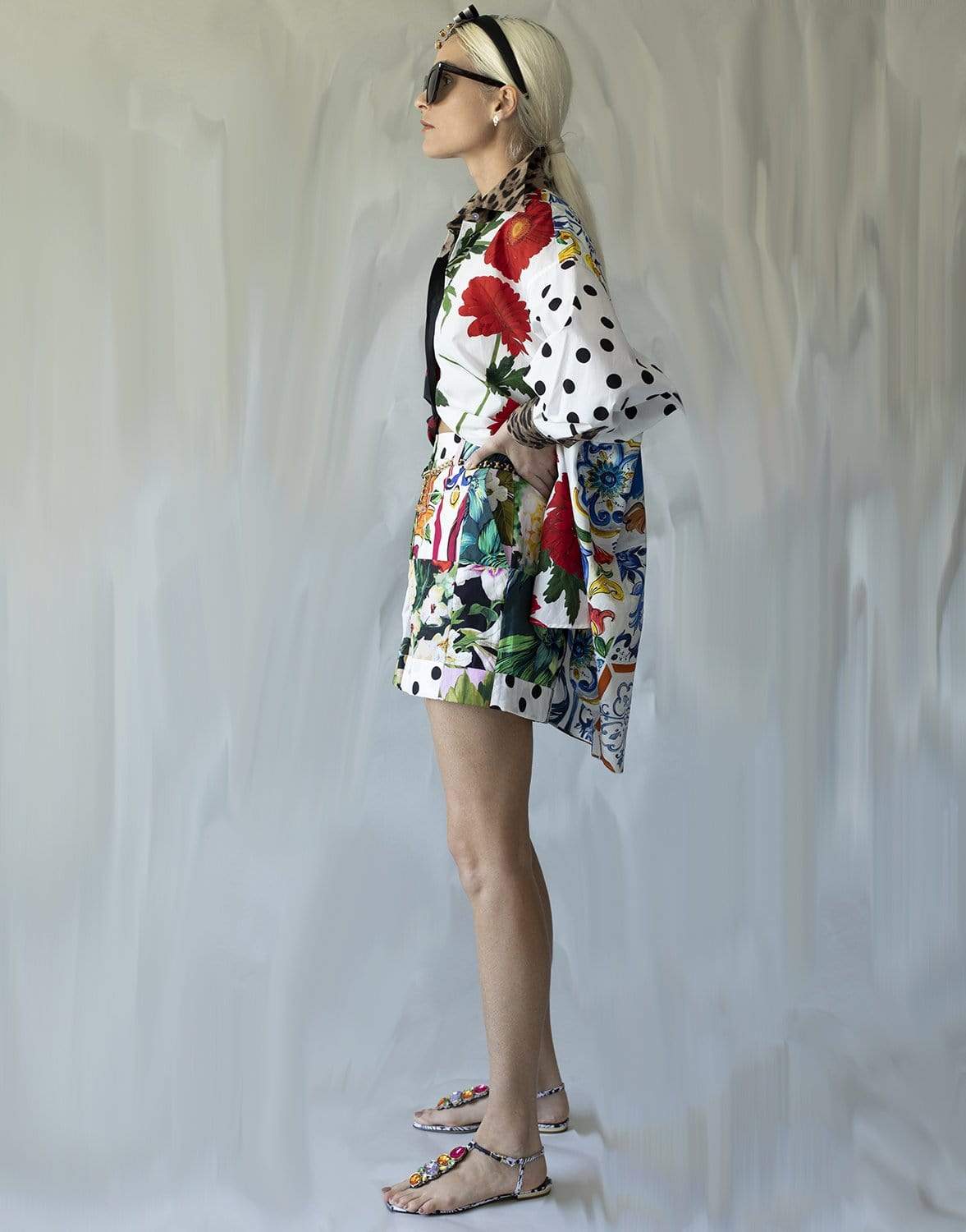 DOLCE & GABBANA-Patchwork Cotton Poplin Shirt-