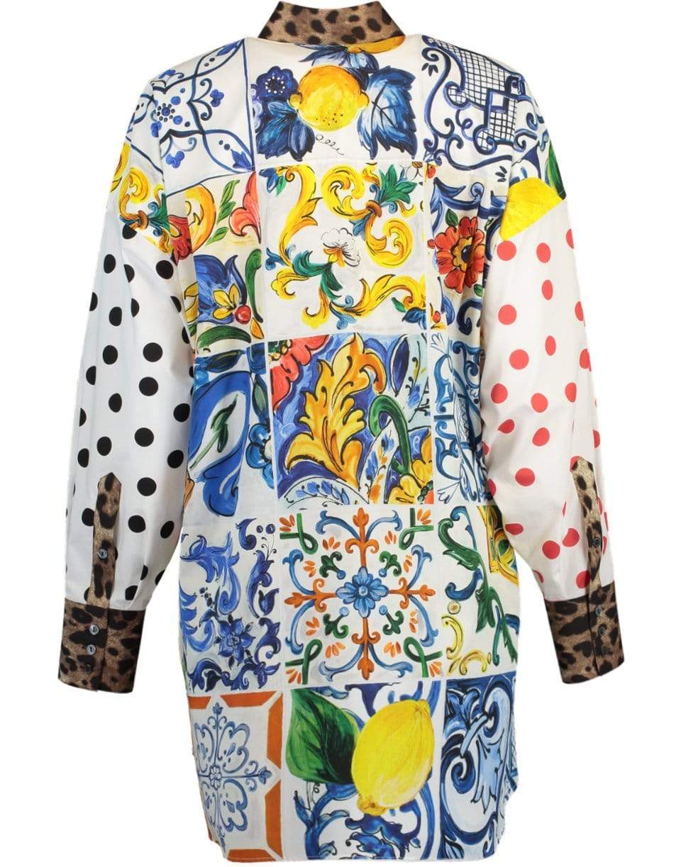 DOLCE & GABBANA-Patchwork Cotton Poplin Shirt-
