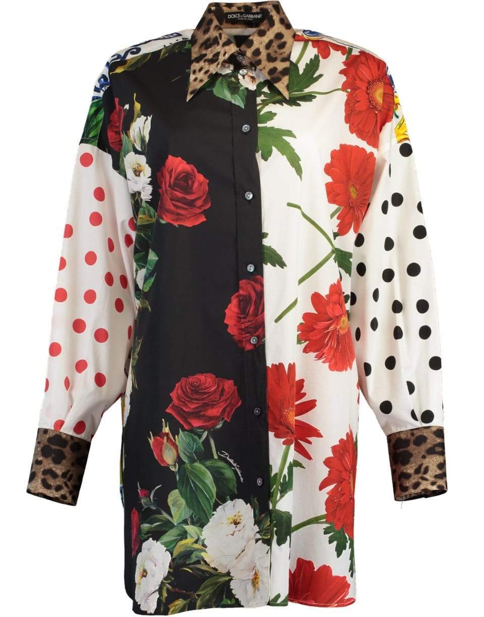 DOLCE & GABBANA-Patchwork Cotton Poplin Shirt-