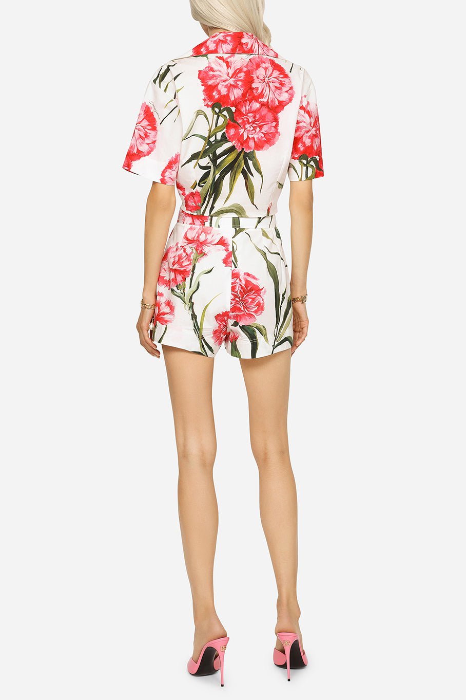 DOLCE & GABBANA-Tie Front Printed Crop Top-