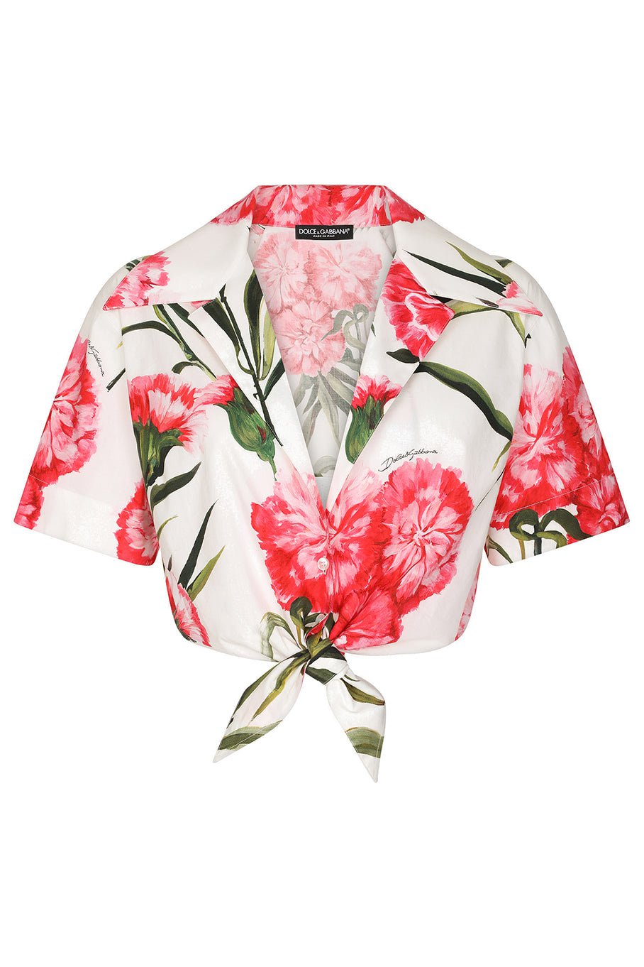 DOLCE & GABBANA-Tie Front Printed Crop Top-