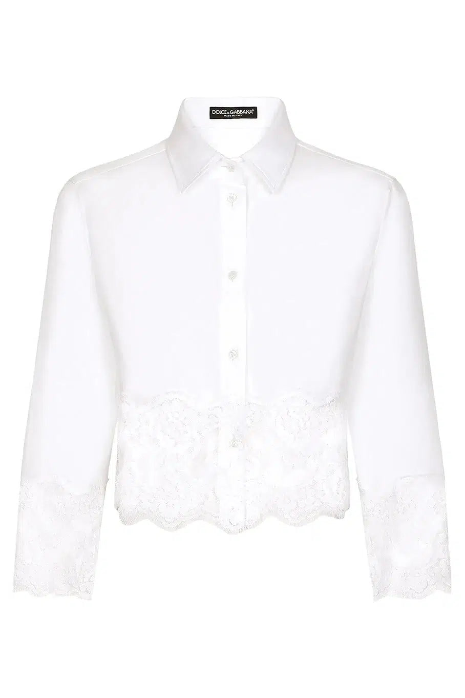 DOLCE & GABBANA-Lace Detail Crop Shirt-