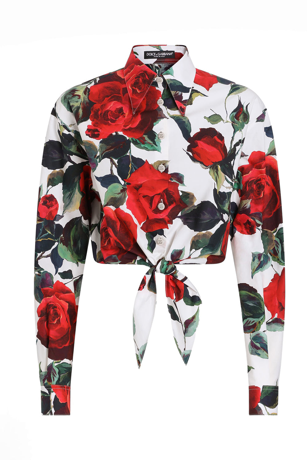 LONG SLEEVE ROSE CROPPED BLOUSE-ROSAROSS-38-CLOTHINGTOPBLOUSE-DOLCE & GABBANA