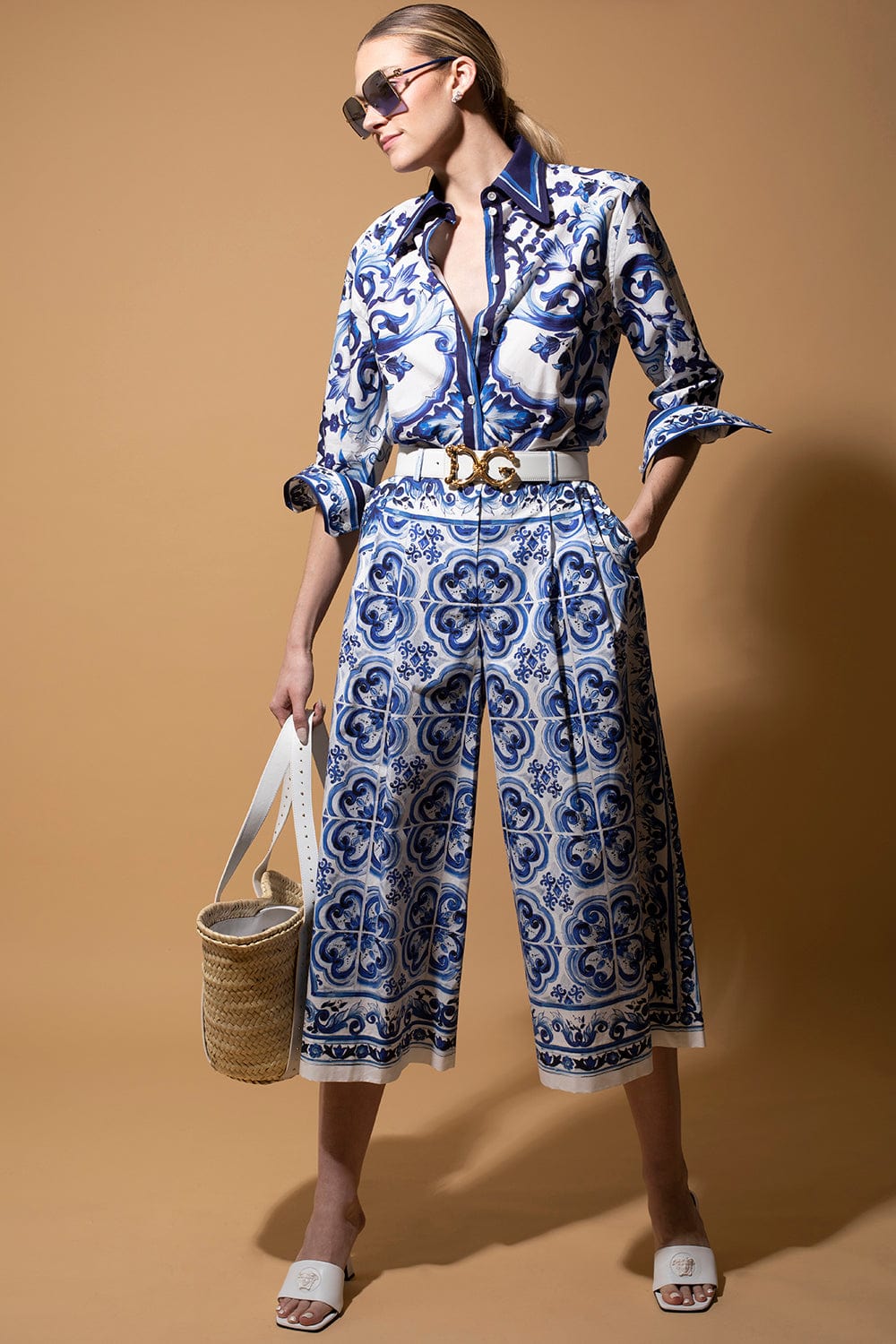 DOLCE & GABBANA-Printed Light Poplin Shirt-