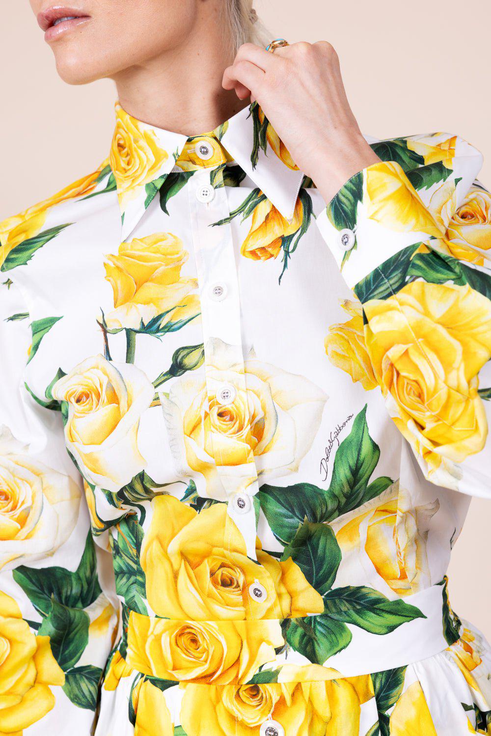 DOLCE & GABBANA-Long Sleeve Floral Shirt-
