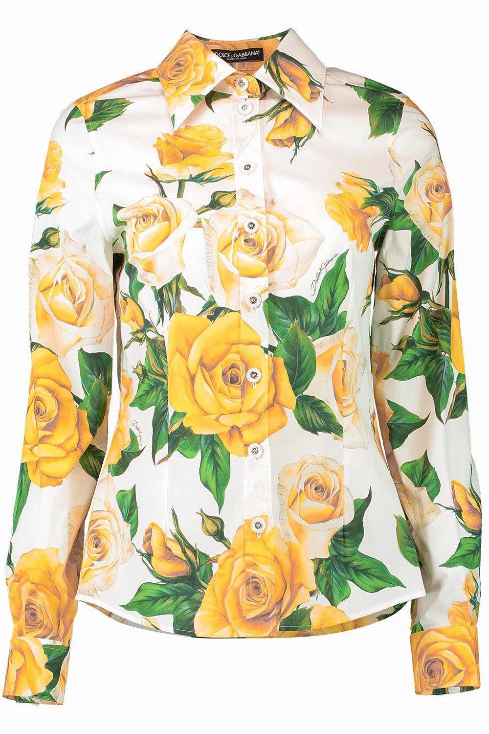 DOLCE & GABBANA-Long Sleeve Floral Shirt-