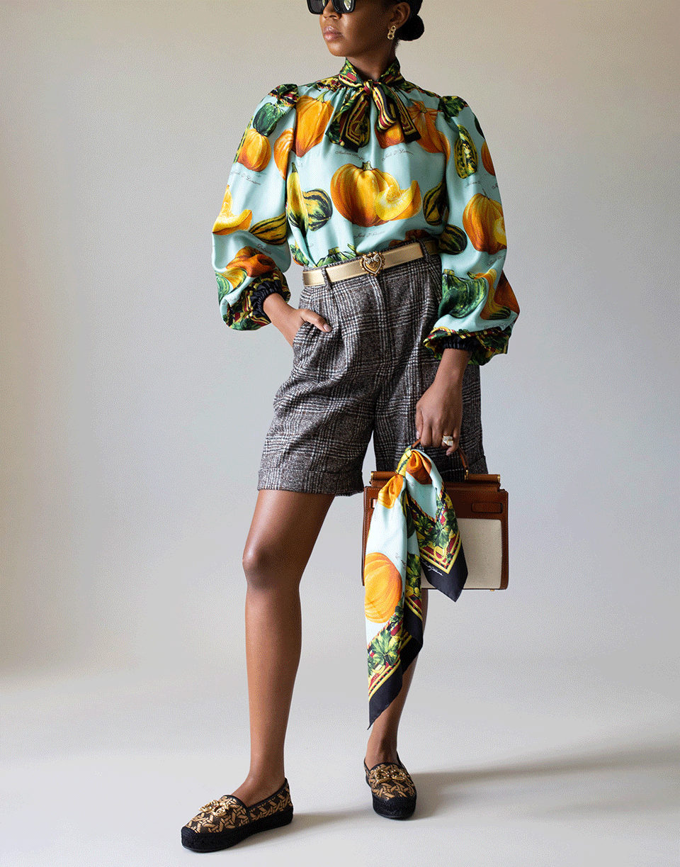 DOLCE & GABBANA-Pumpkin Print Twill Blouse-