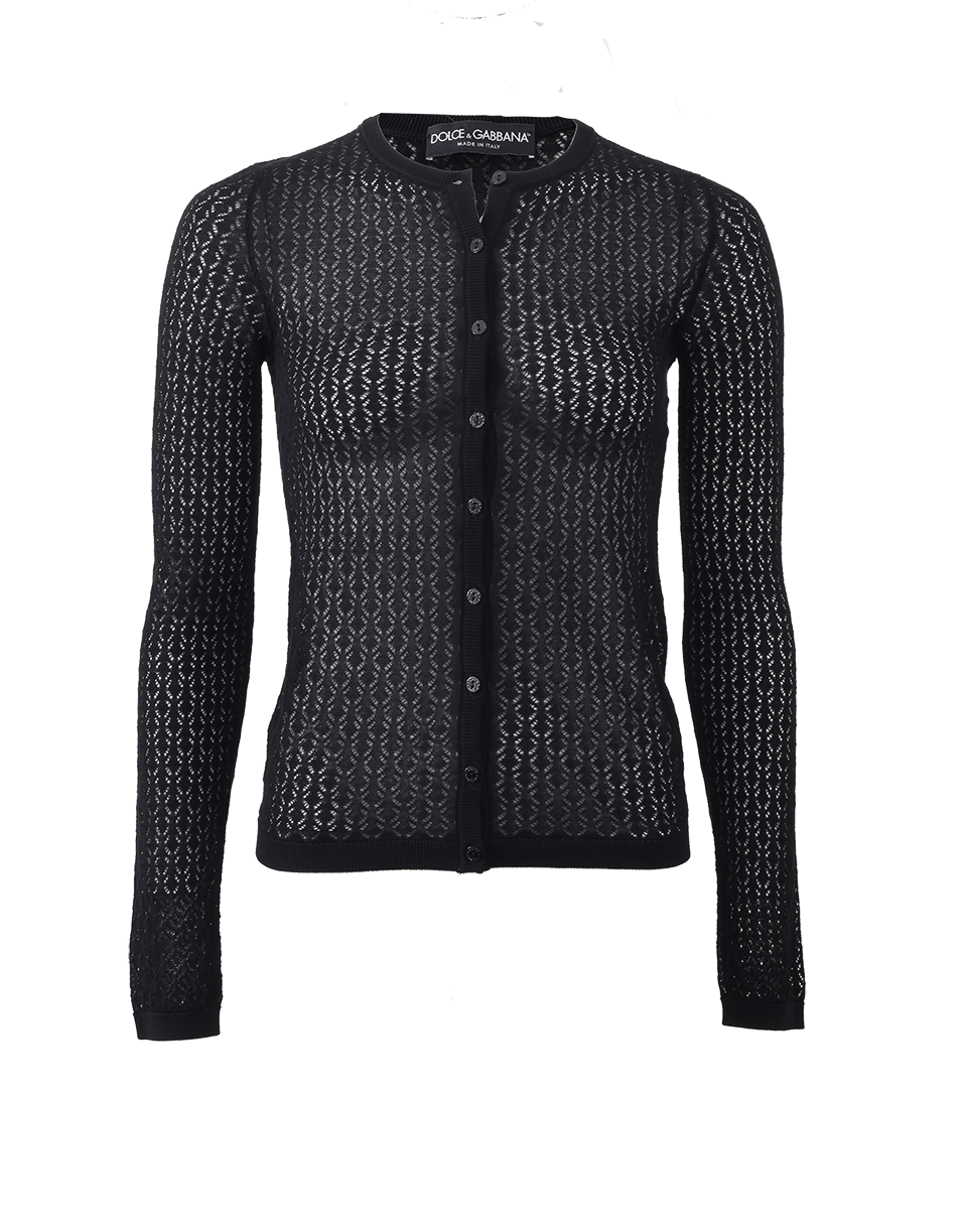 DOLCE & GABBANA-Lattice Crewneck Cardigan-