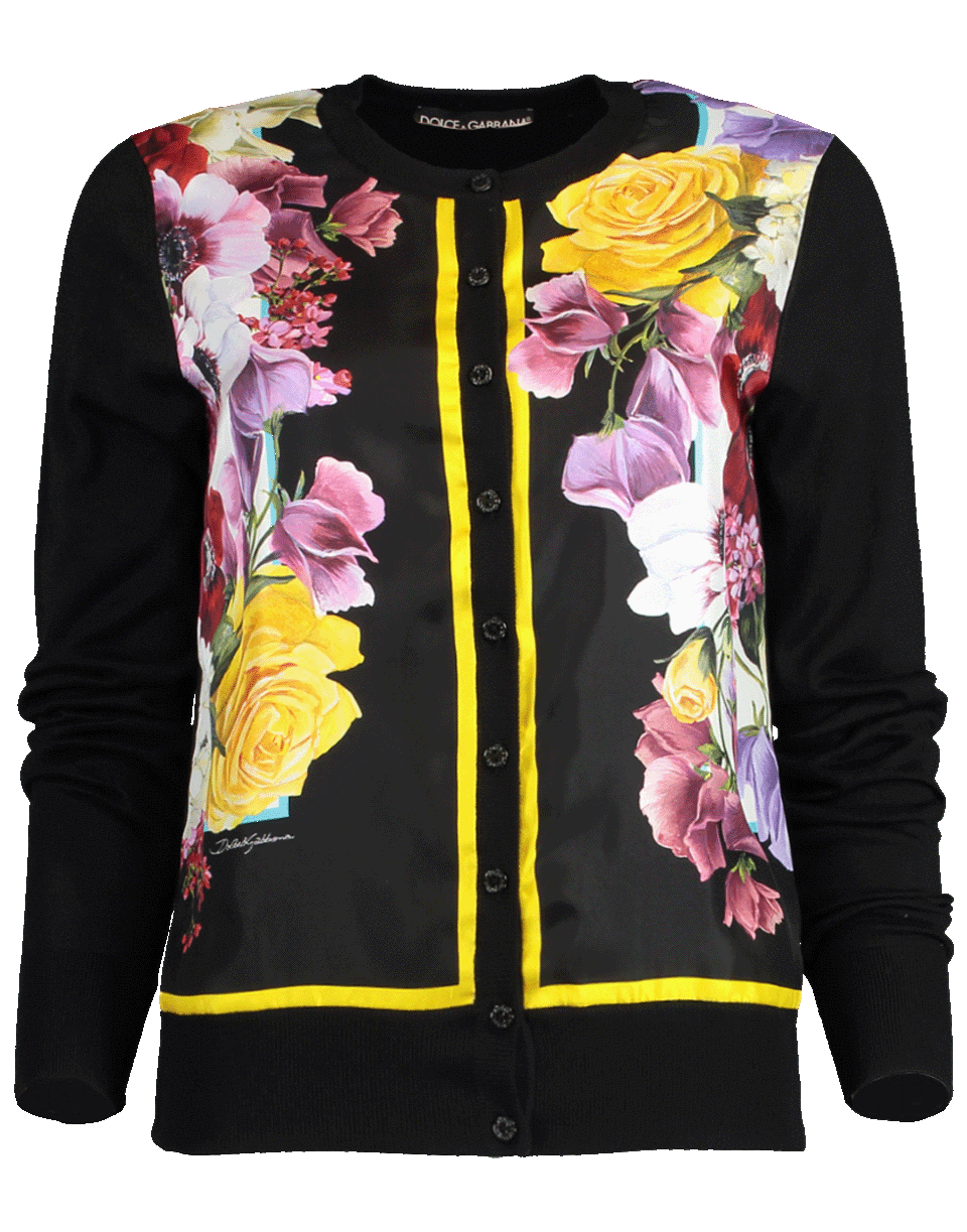 DOLCE & GABBANA-Silk Floral Front Cardigan-
