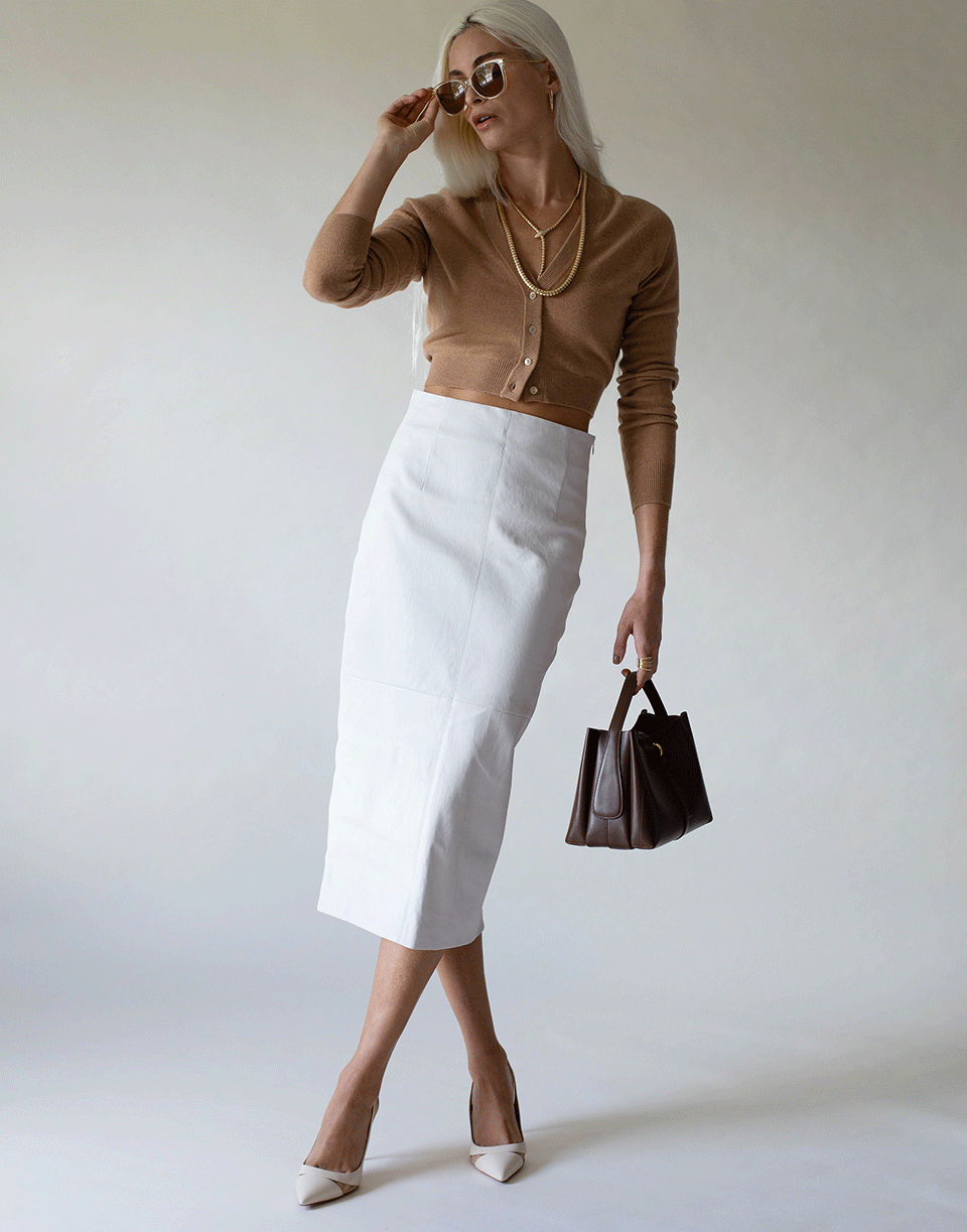 DOLCE & GABBANA-Camel Long Sleeve Cropped Cardigan-