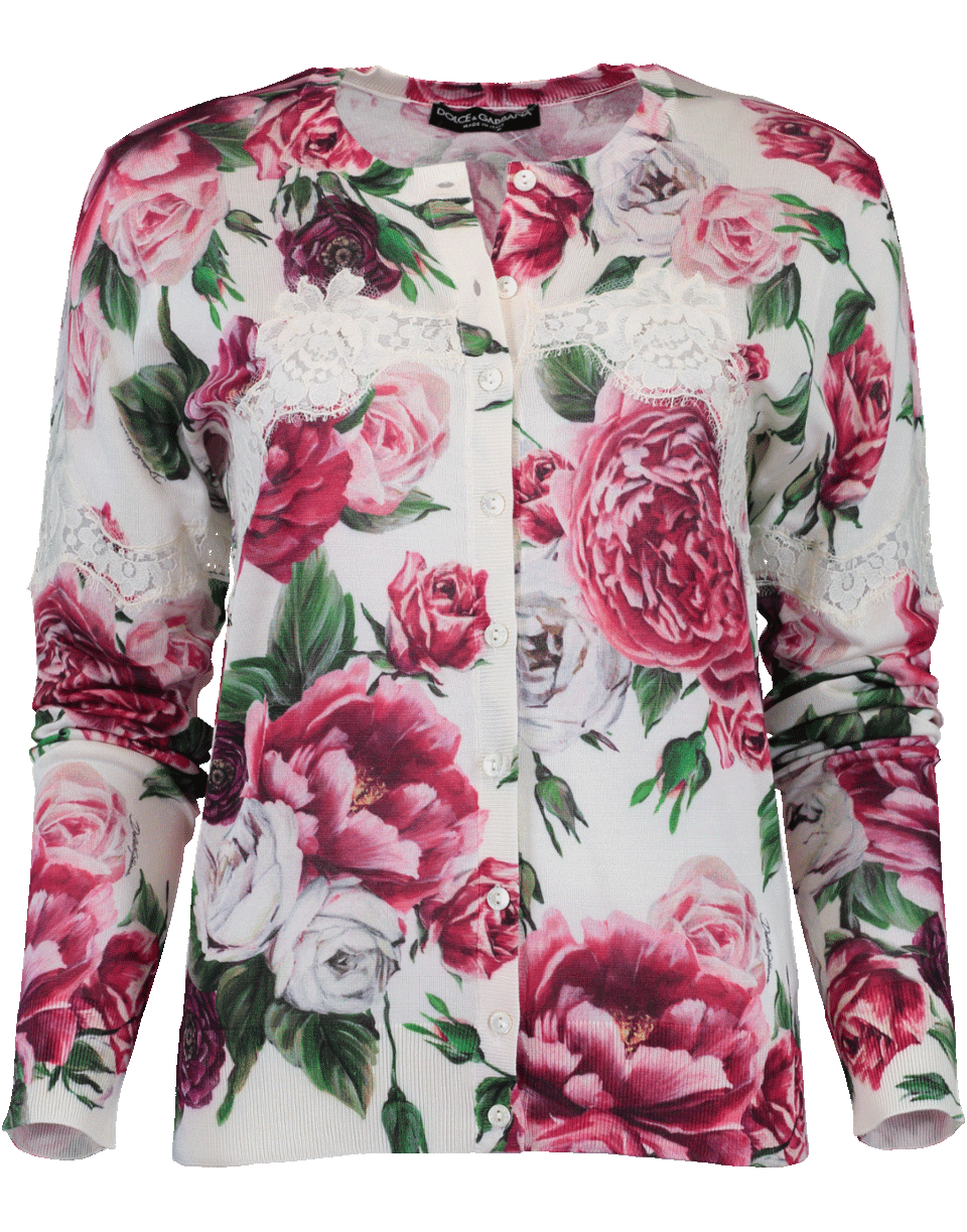 DOLCE & GABBANA-Peonie Printed Cardigan-
