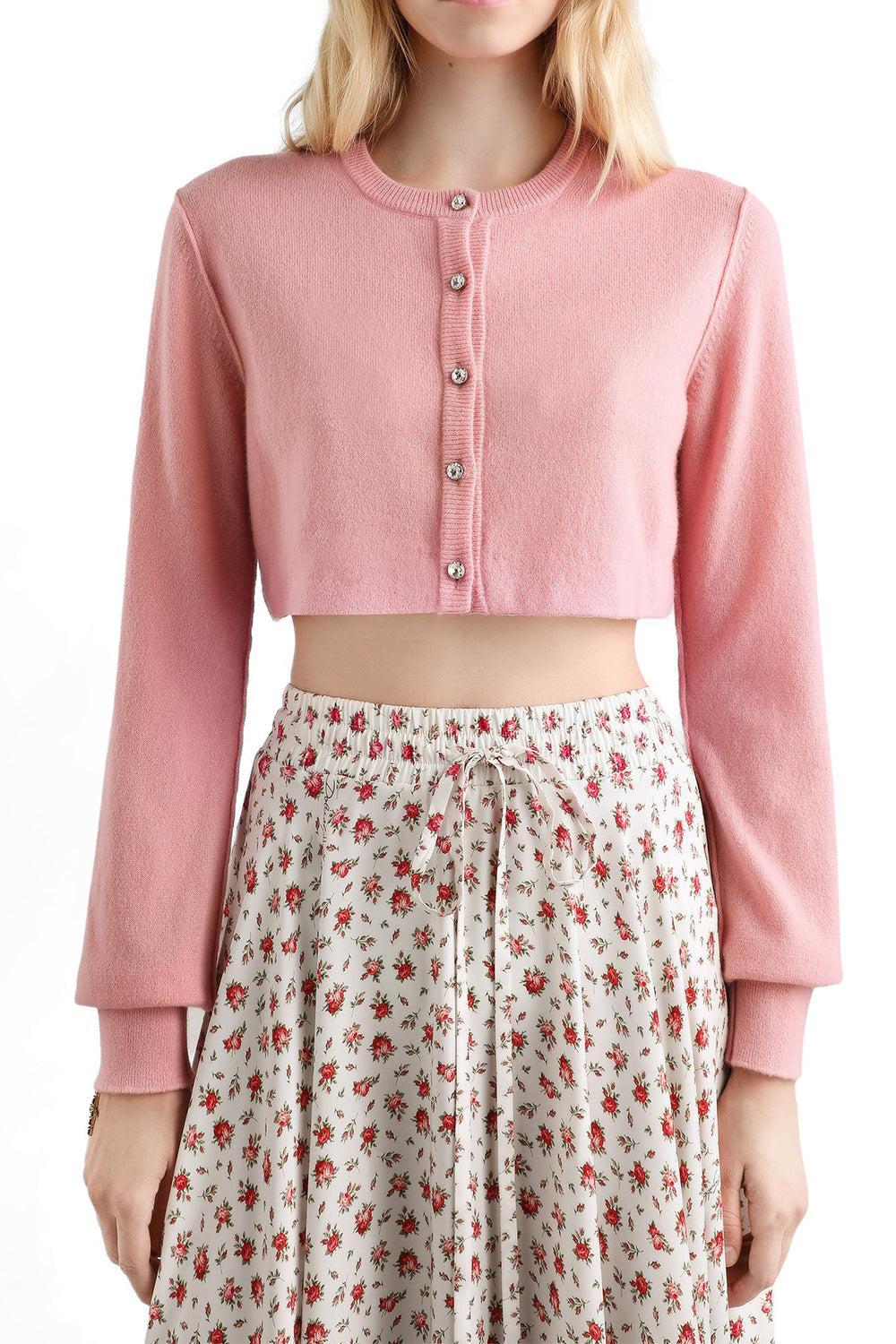 Crop Cardigan-PINK-36-CLOTHINGTOPCARDIGAN-DOLCE & GABBANA