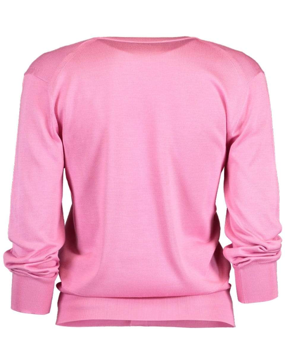 DOLCE & GABBANA-Solid Rose V-Neck Cardigan-