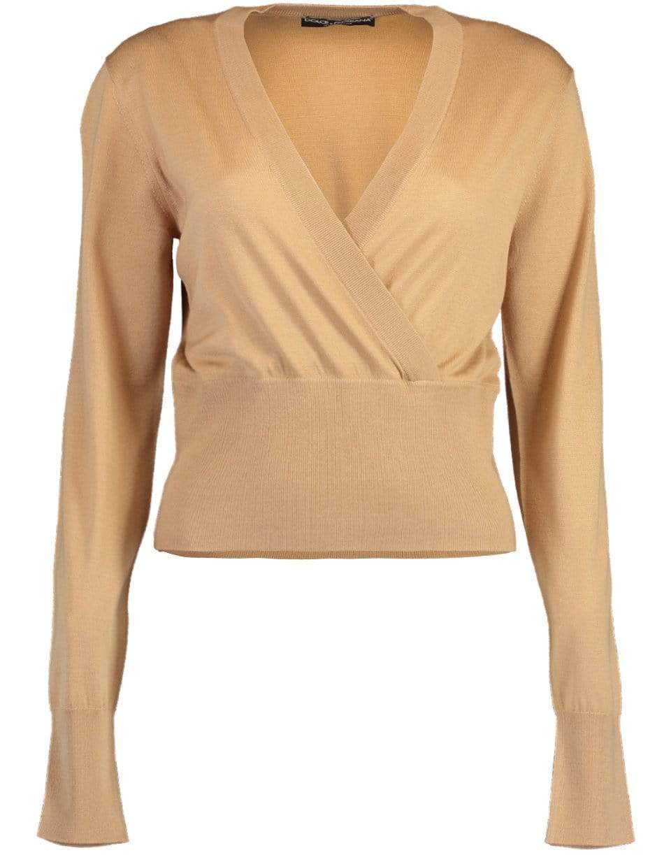 DOLCE & GABBANA-Long Sleeve V-Neck Pullover-