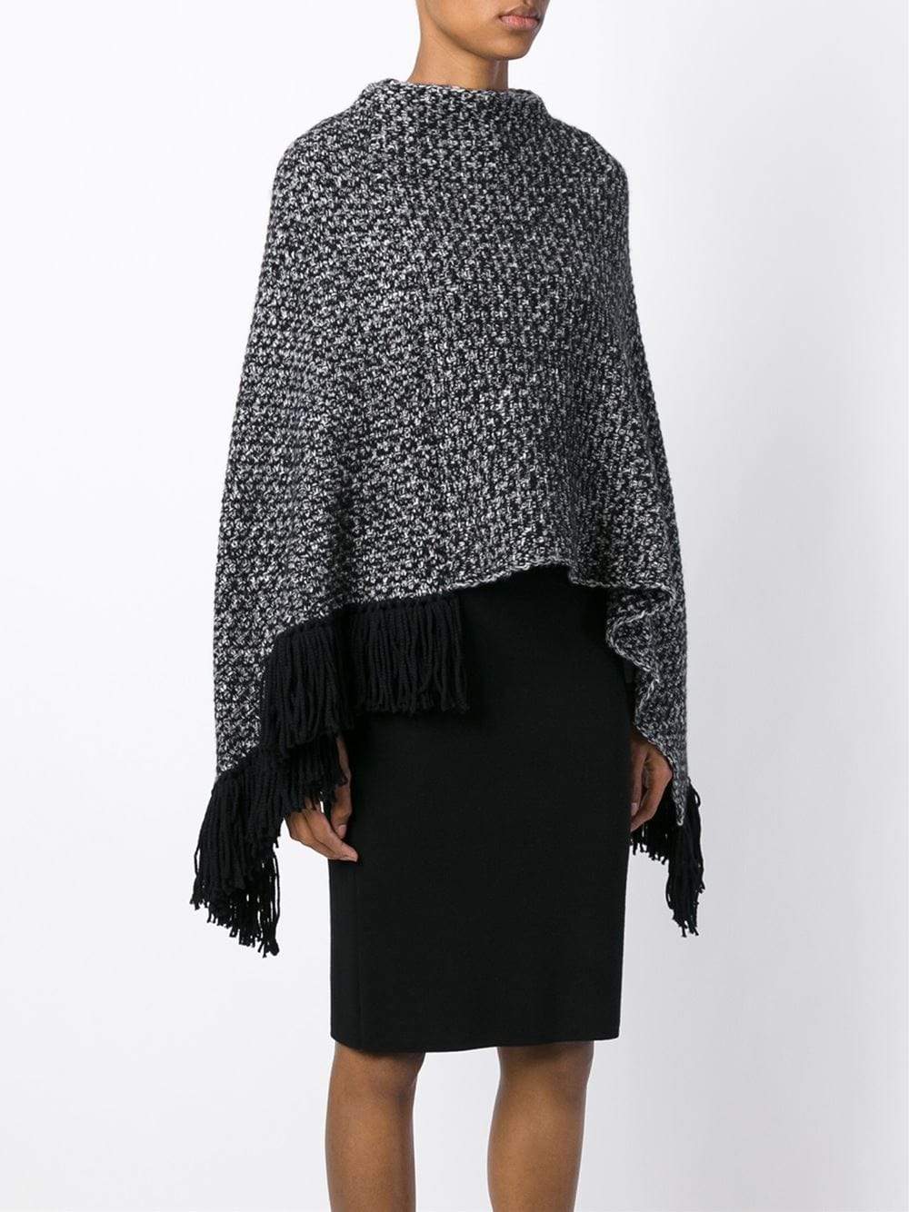 DOLCE & GABBANA-Fringed Knit Poncho-