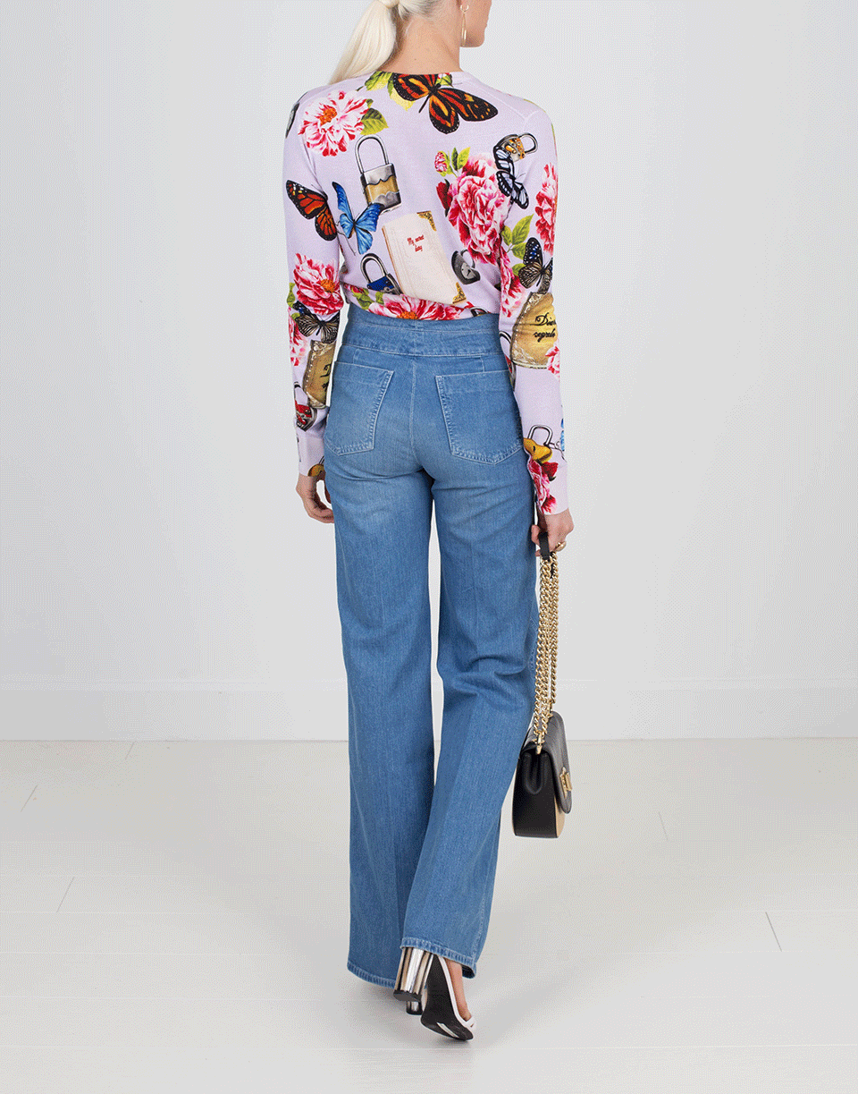 DOLCE & GABBANA-Butterfly Locket Print Top-