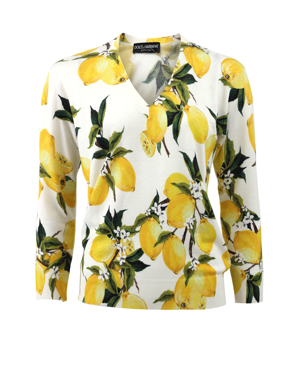 DOLCE & GABBANA-Lemon Print Cashmere Sweater-