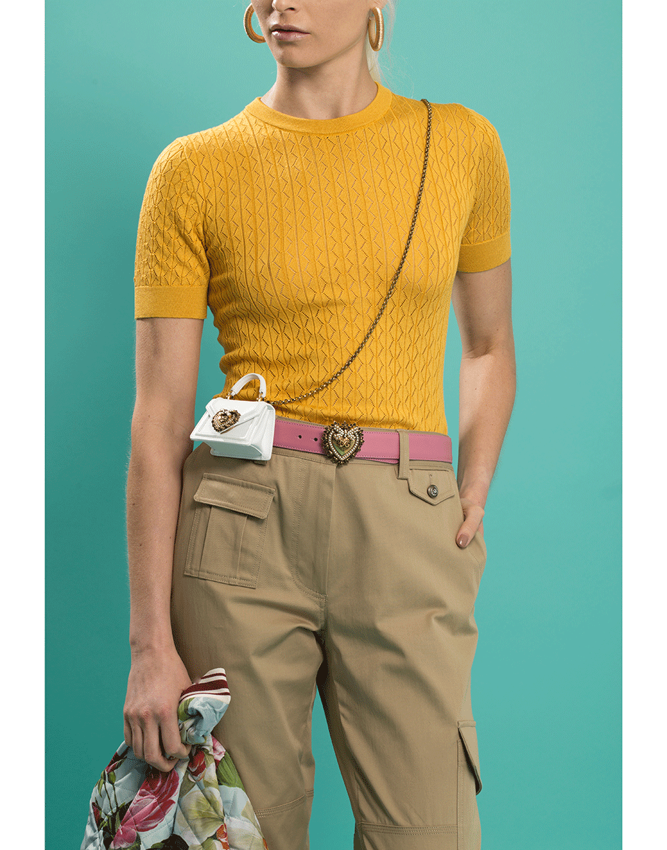 DOLCE & GABBANA-Yellow Crewneck Knit-