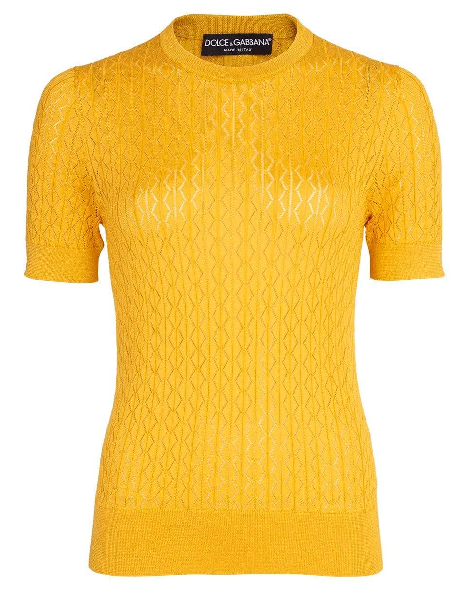 DOLCE & GABBANA-Yellow Crewneck Knit-