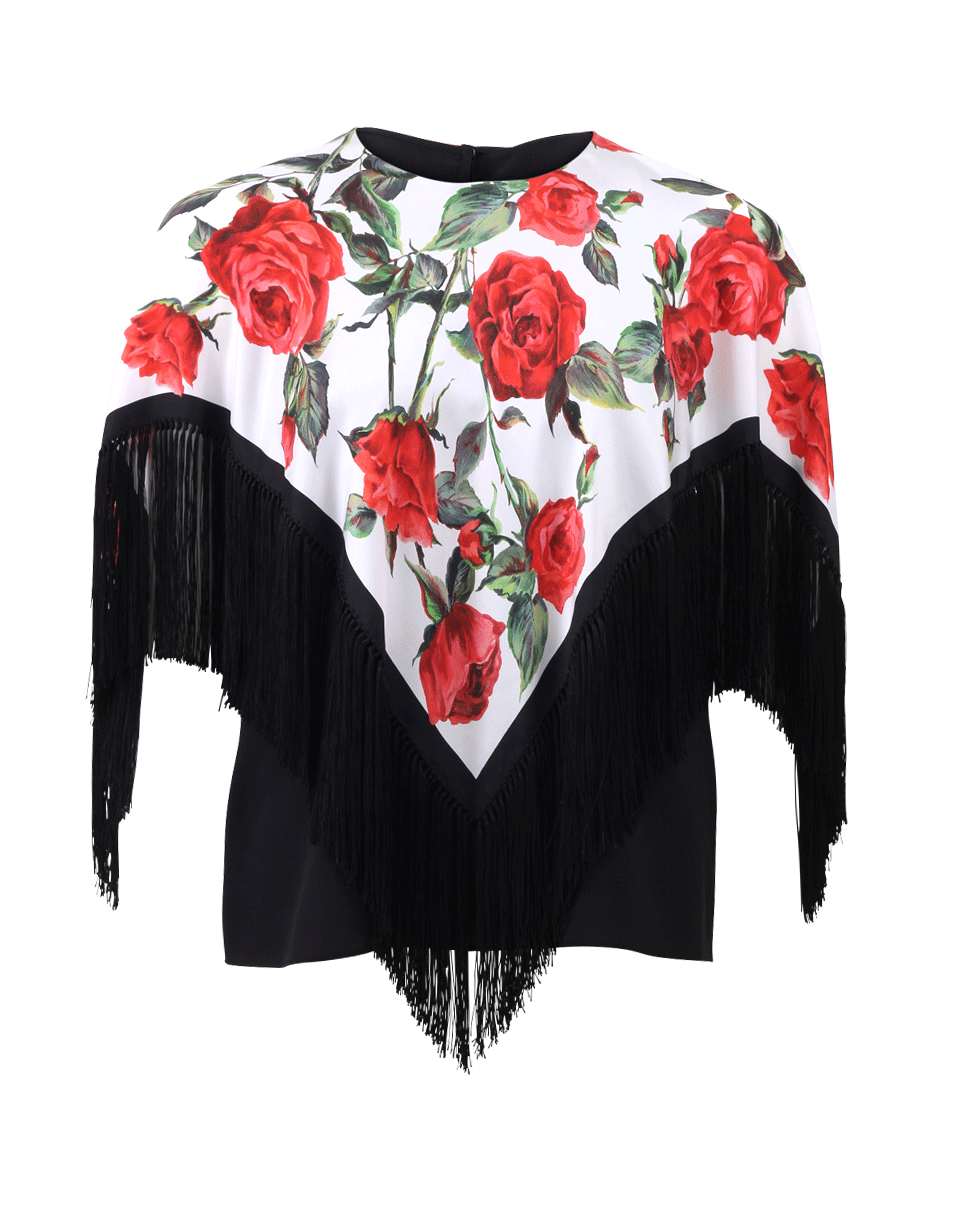 DOLCE & GABBANA-Floral Rose Poncho-FLORAL