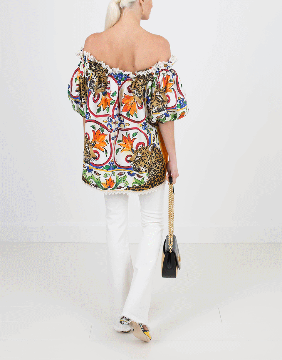 DOLCE & GABBANA-Off Shoulder Top With Lace Trim-MAIOLICA