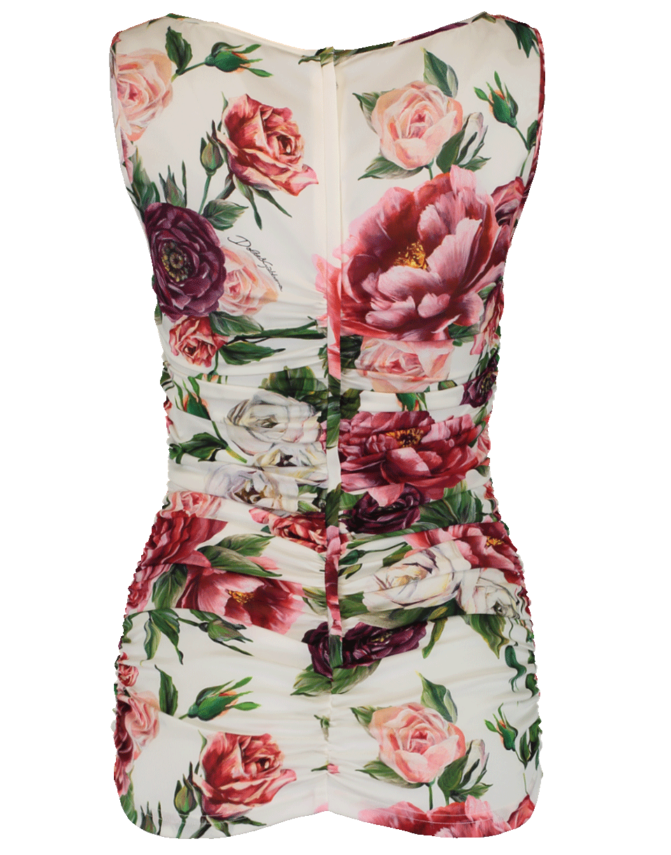 DOLCE & GABBANA-Rose Print Ruched Top-