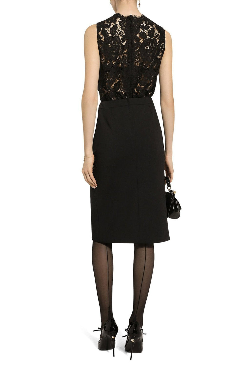 Branded Floral Lace Top - Black
