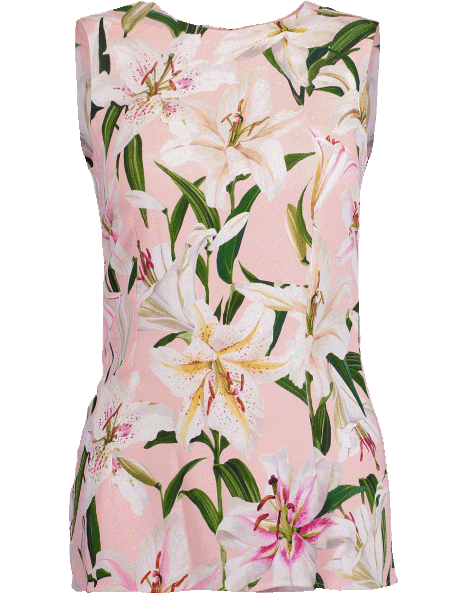 DOLCE & GABBANA-Sleeveless Lily Print Top-