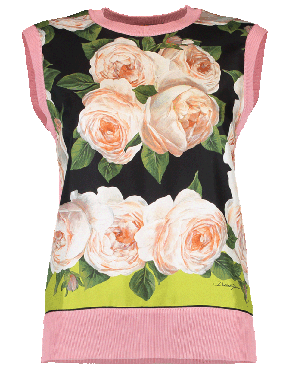 DOLCE & GABBANA-Silk Front Floral Tank-