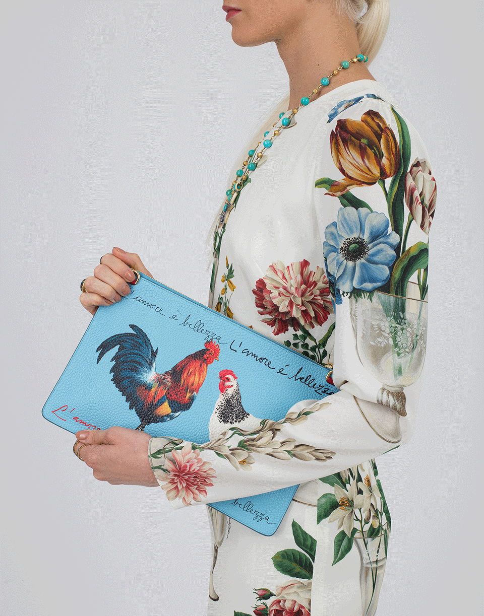 DOLCE & GABBANA-Rooster Clutch-LT BLUE