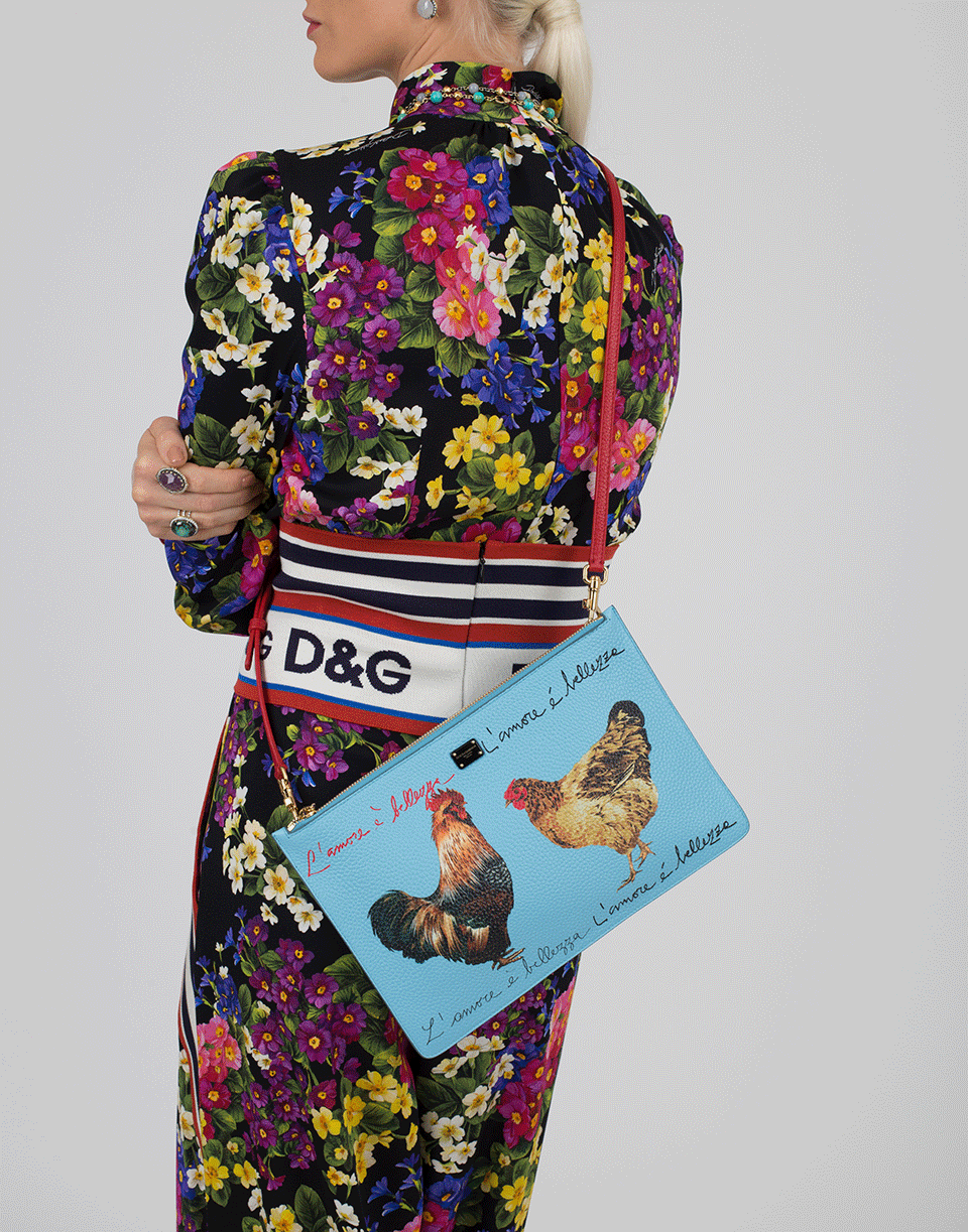 DOLCE & GABBANA-Rooster Clutch-LT BLUE