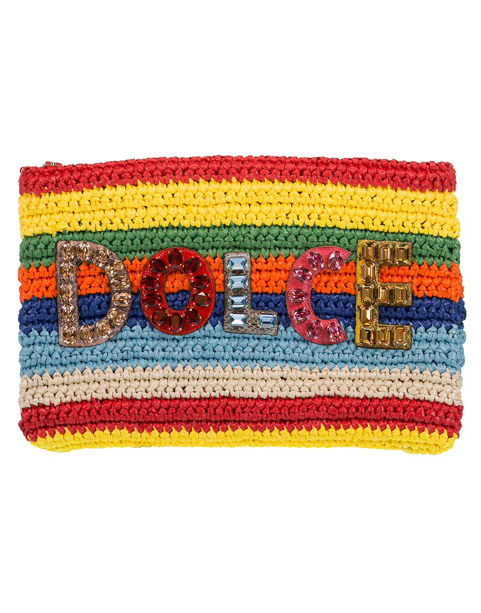 DOLCE & GABBANA-Raffia Wristlet Clutch-ROSSO