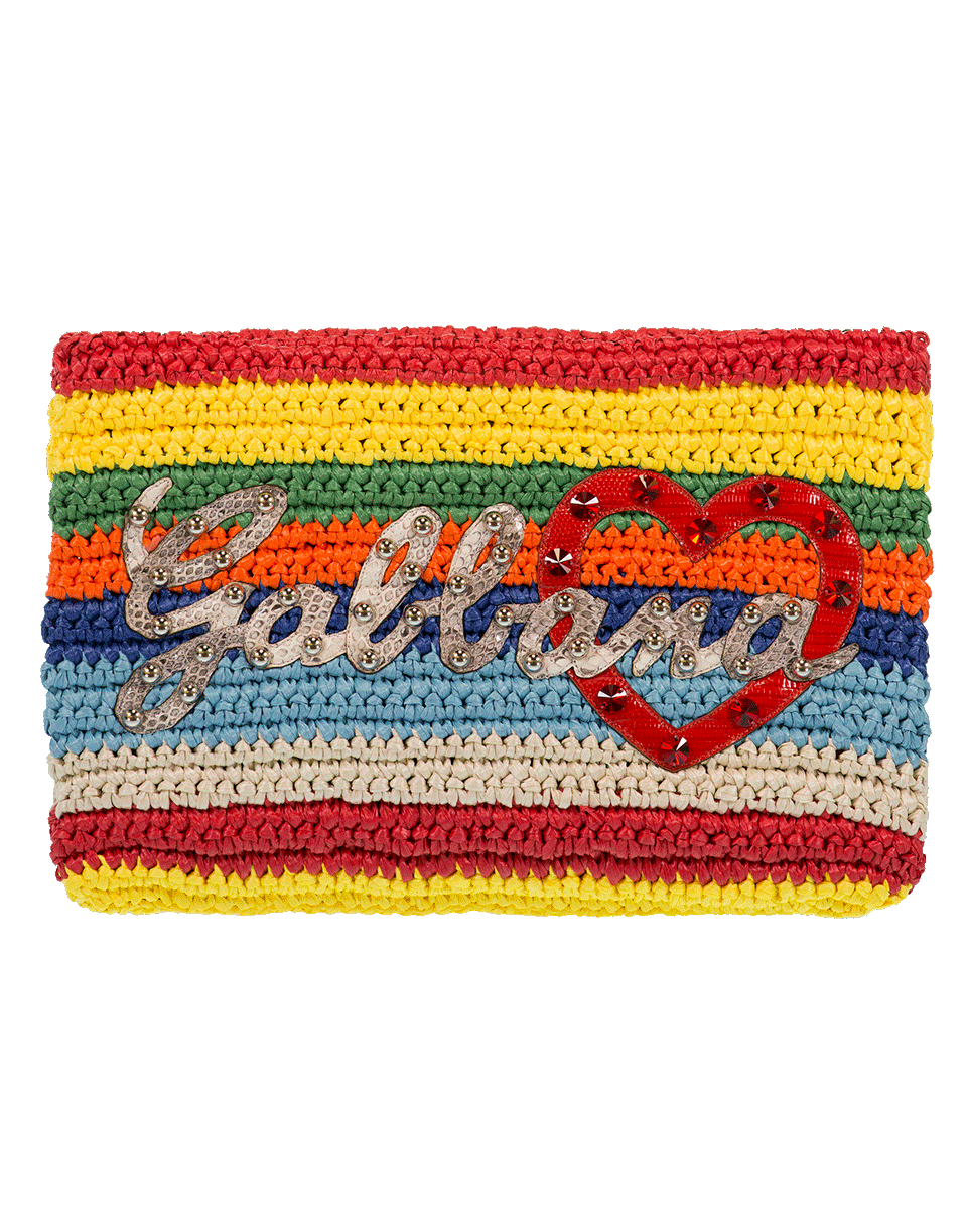 DOLCE & GABBANA-Raffia Wristlet Clutch-ROSSO