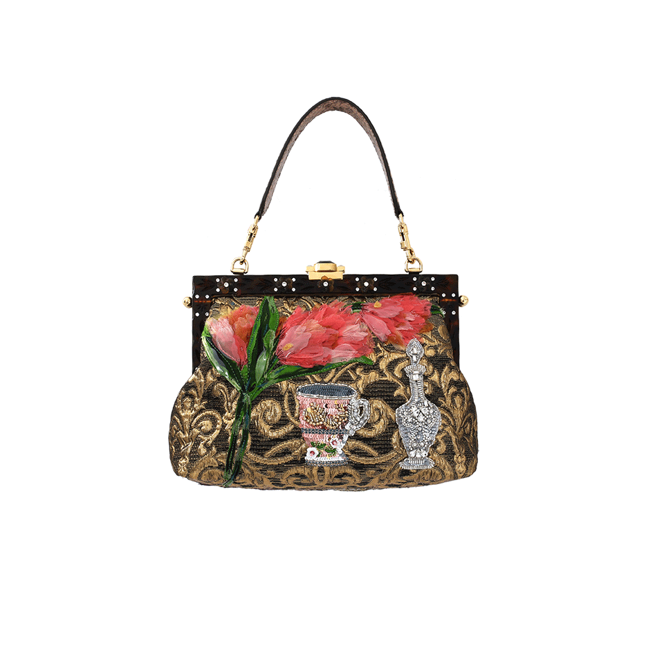 DOLCE & GABBANA-Floral Evening Bag-MLTI/ORO