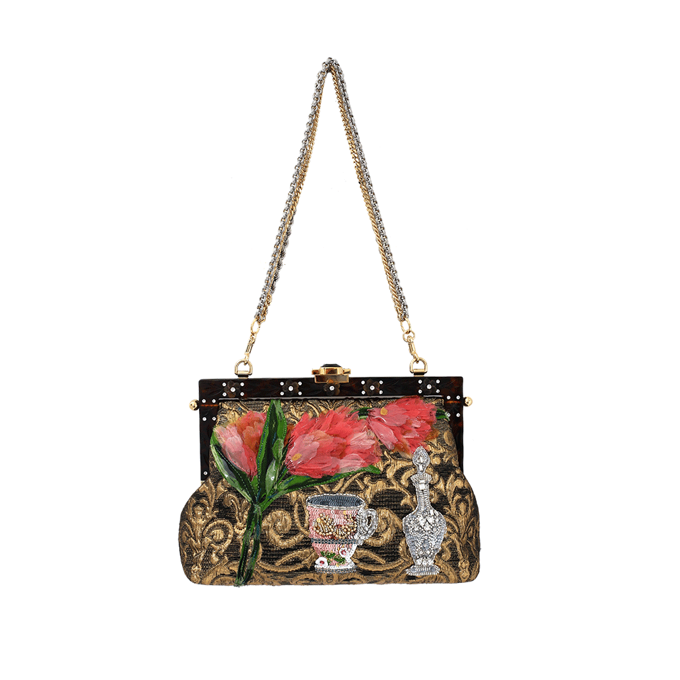 DOLCE & GABBANA-Floral Evening Bag-MLTI/ORO