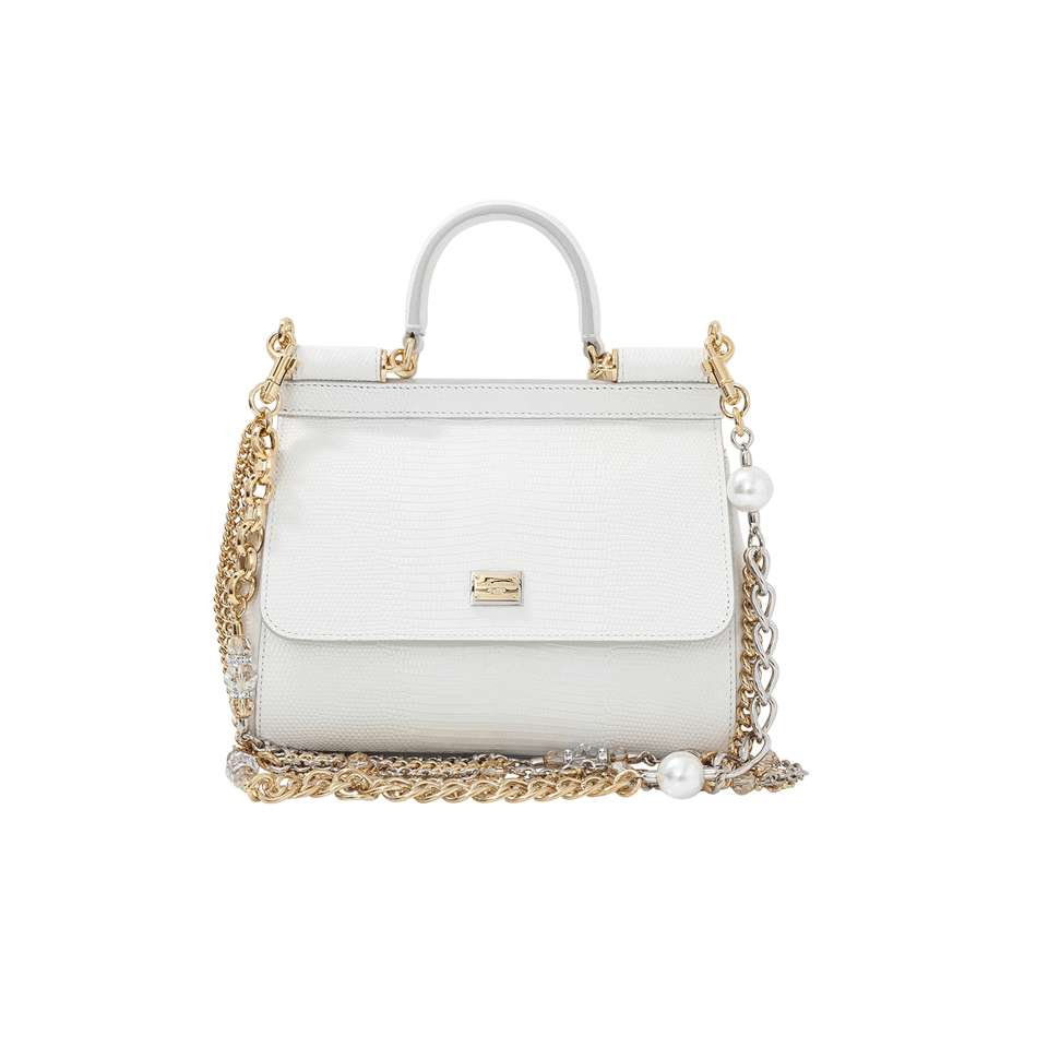 DOLCE & GABBANA-Miss Sicily Jewel Chain Bag-BIANCO
