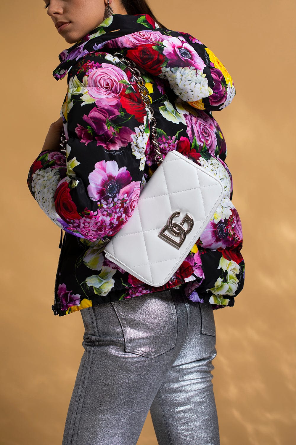 DOLCE & GABBANA-Quilted Chain Strap Mini Bag-BIANCO