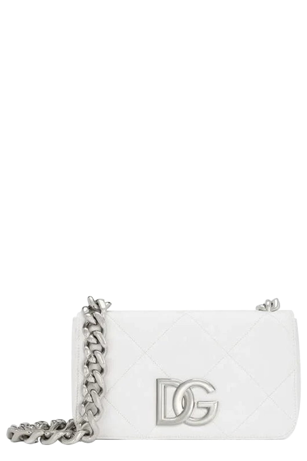 DOLCE & GABBANA-Quilted Chain Strap Mini Bag-BIANCO
