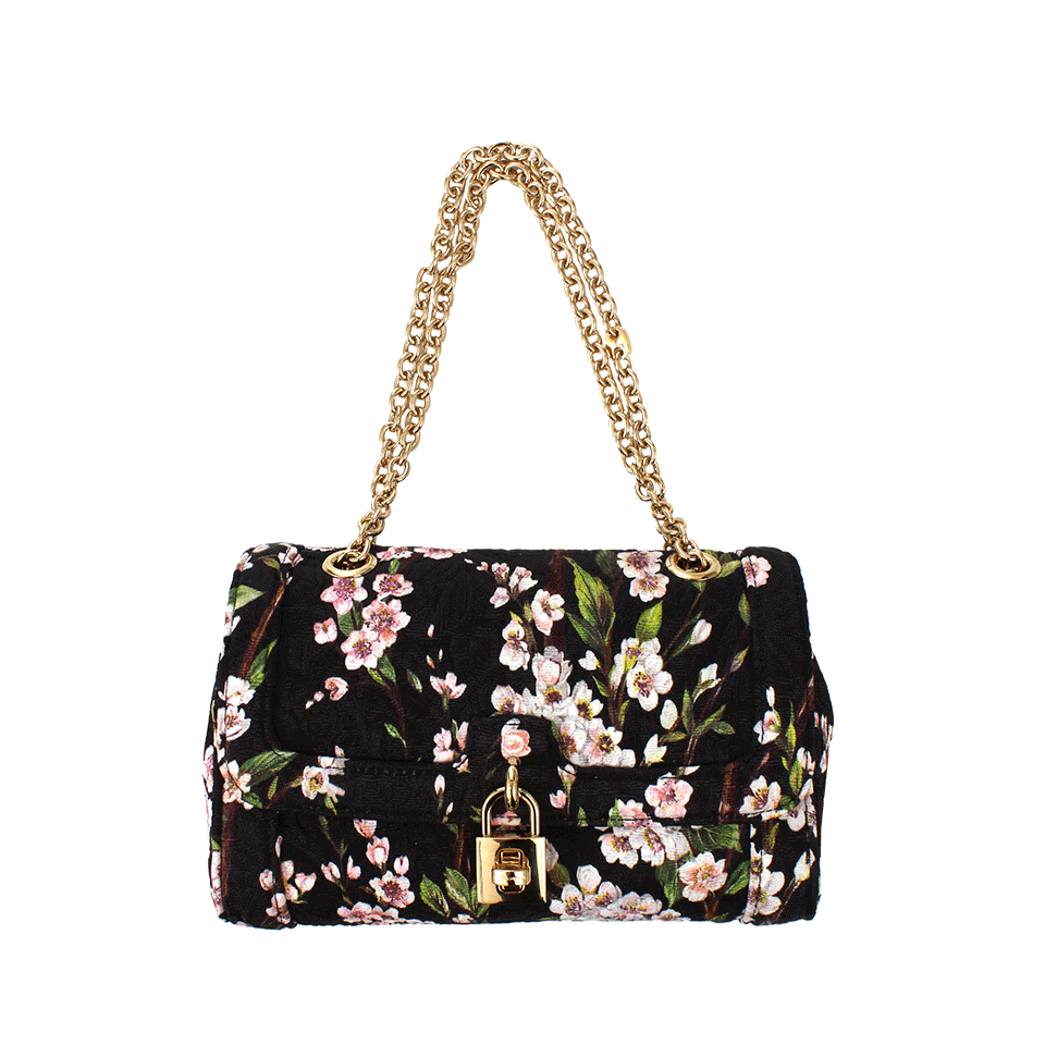 DOLCE & GABBANA-Chain Strap Print Bag With Padlock-BLACK
